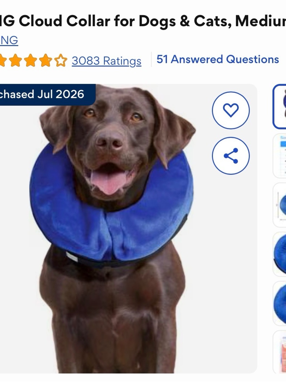 Kong Blue Inflatable Cloud Recovery Collar for Dogs & Cats